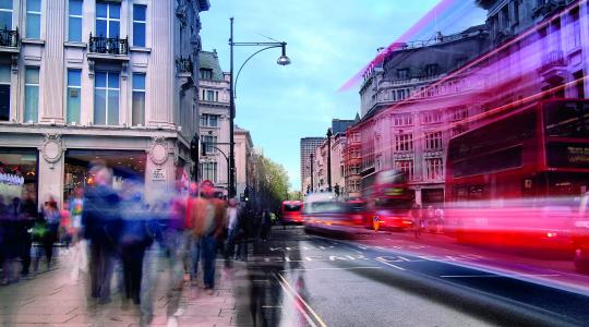 Long exposure image of London bus in motion - Retail report