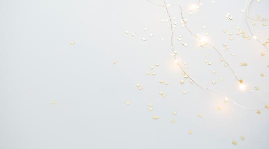 Close-up of fairy lights and confetti